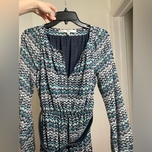 Max Studio Dress Small S Blue Belt Long Sleeve